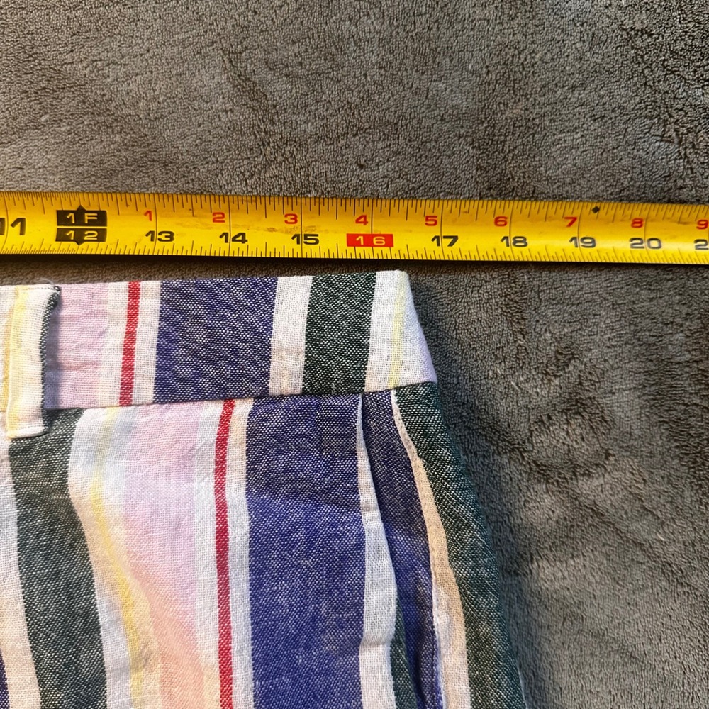 Old Navy Everyday Short Womens 10 Linen Blend Striped Multi Color Casual Summer - Picture 5 of 7